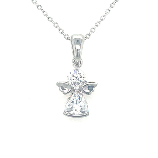 Sterling Silver Cubic Zirconia Angel Pendant