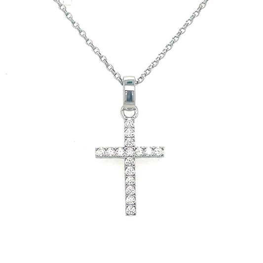Sterling Silver Cubic Zirconia Cross Pendant