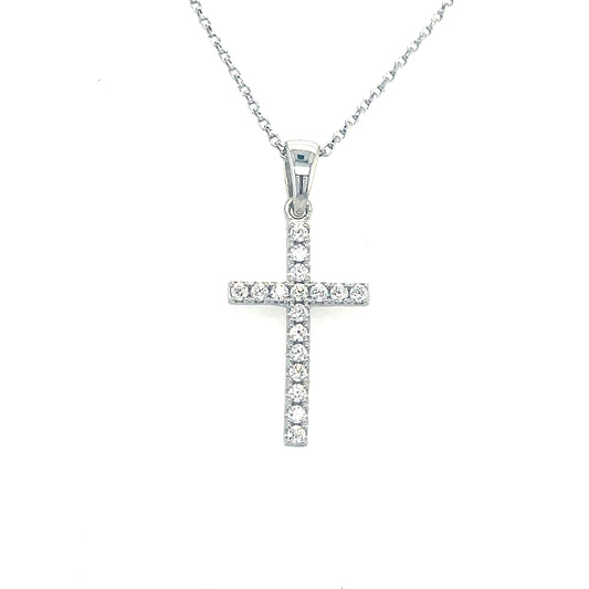 Sterling Silver Cubic Zirconia Cross Pendant