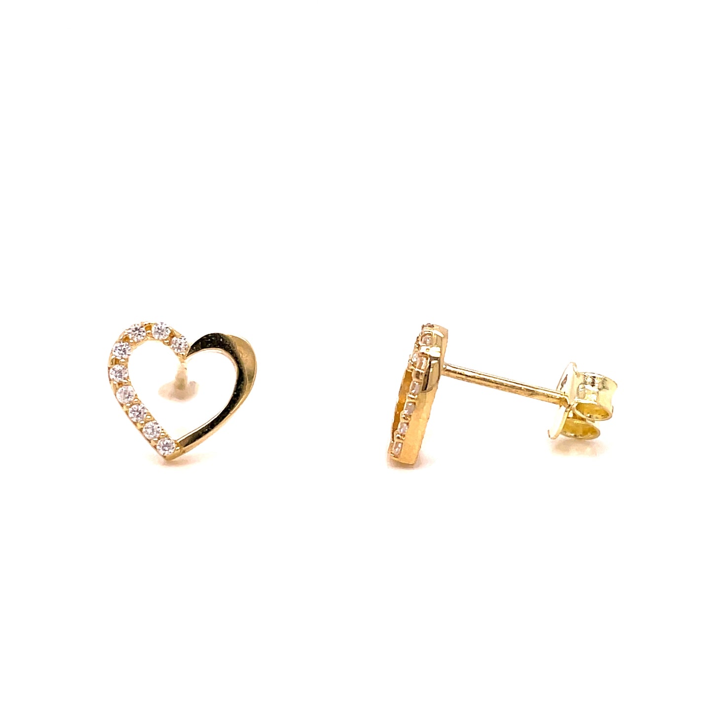 9ct Yellow Gold CZ/Polished Open Heart Earring