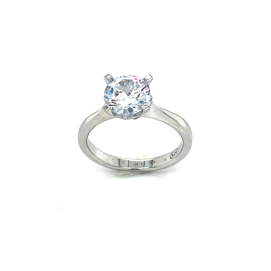 Sterling Silver 7mm Round CZ Solitaire Ring