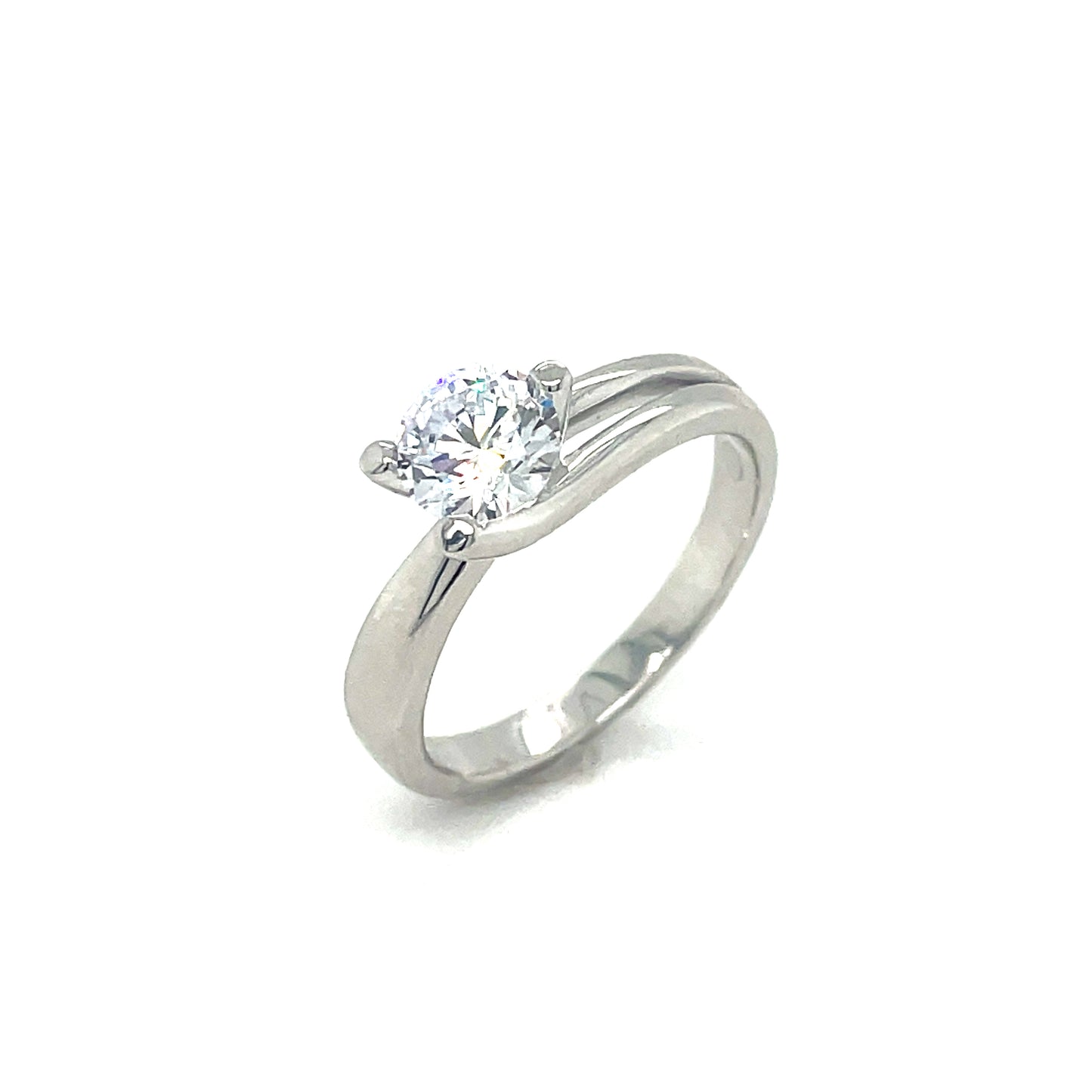 Sil Ring CZ Sol 3claw 6mm