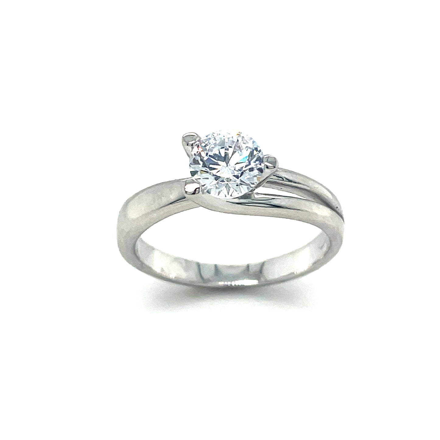 Sil Ring CZ Sol 3claw 6mm