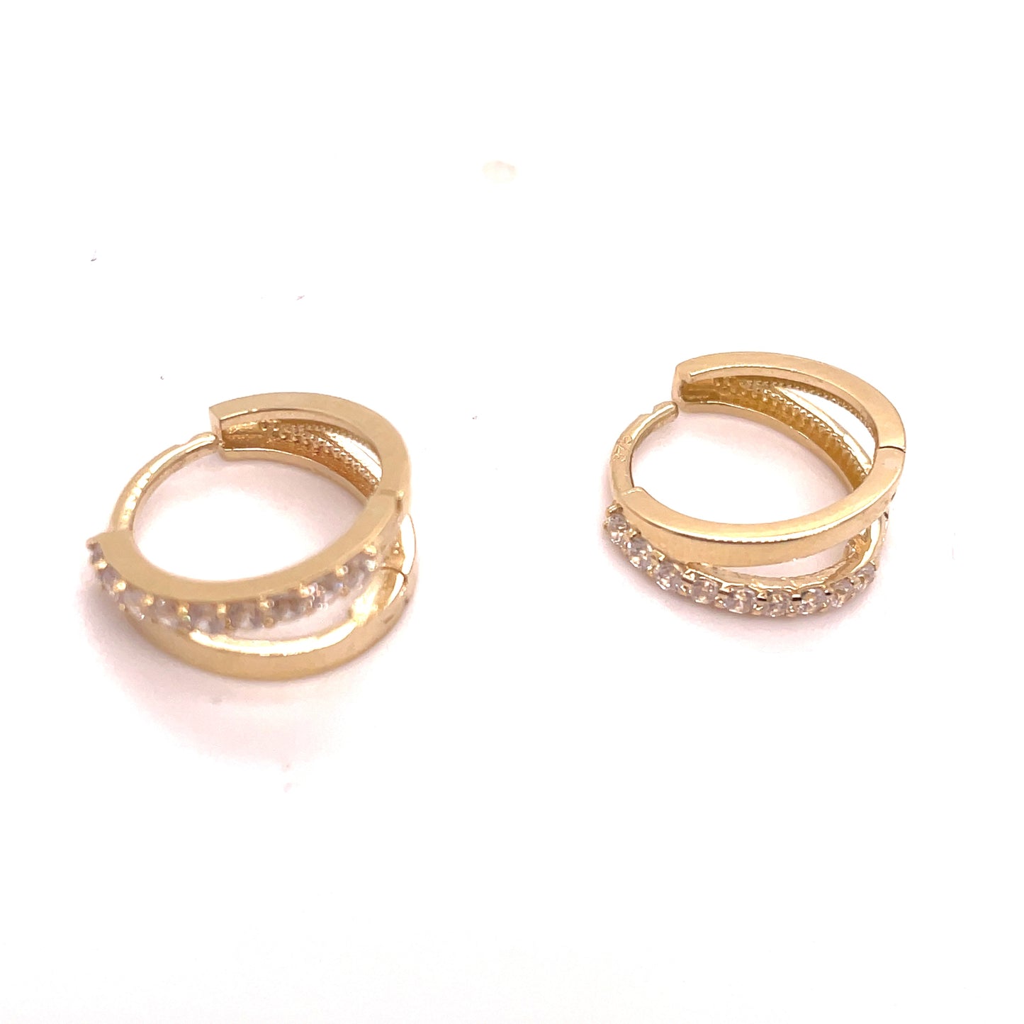 9ct Yellow Gold CZ Set Double Hoop Earrings