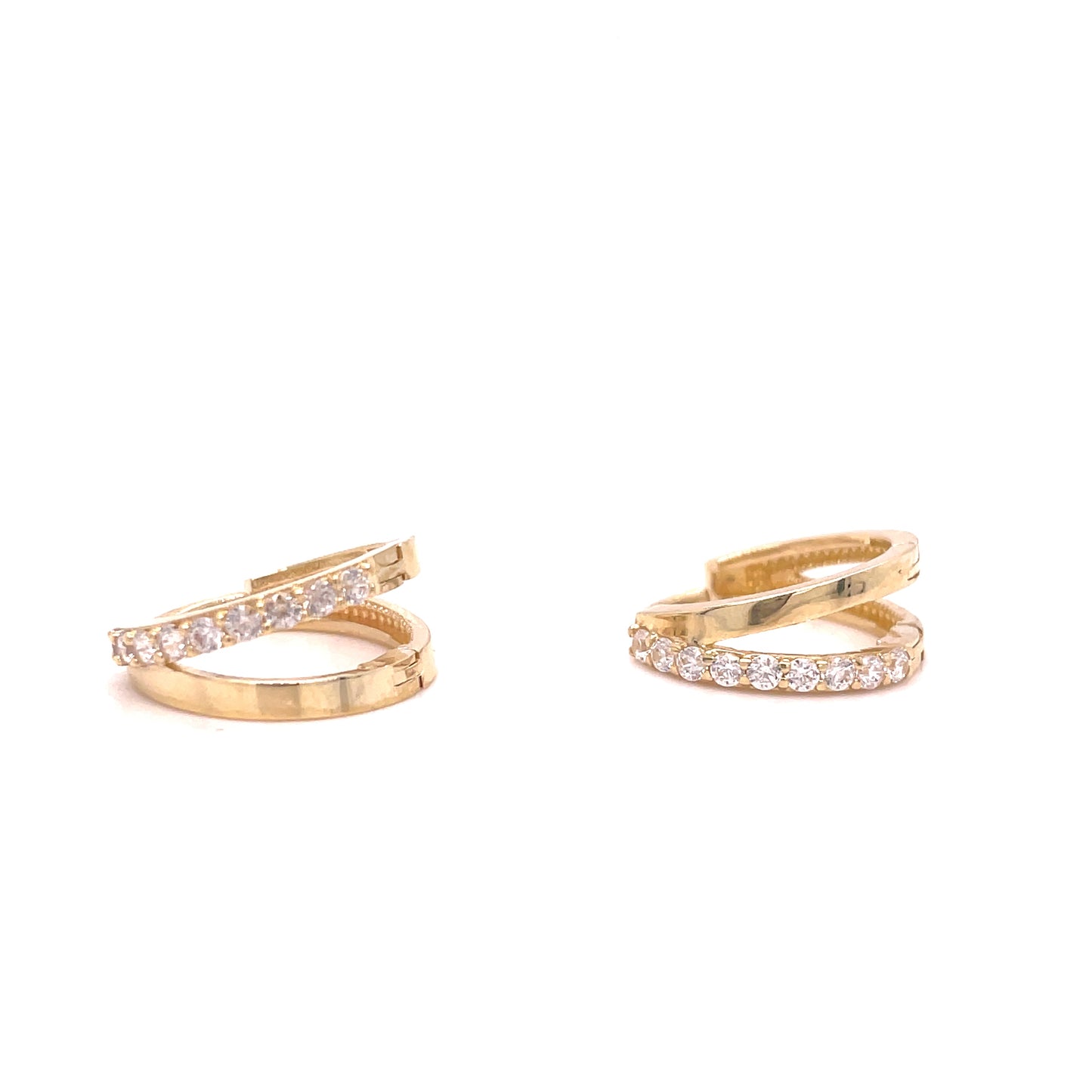 9ct Yellow Gold CZ Set Double Hoop Earrings