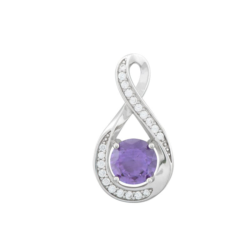 Sterling Silver Cubic Zirconia Purple Twist Pendant