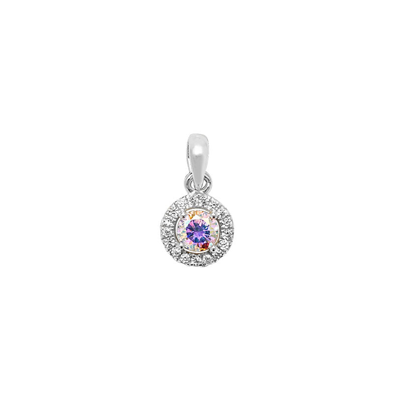 Sterling Silver Cubic Zirconia Halo Pendant