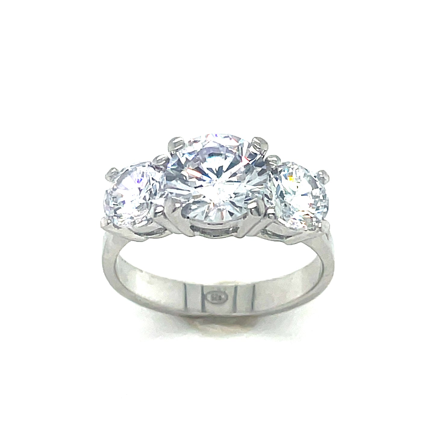 Sterling Silver Three Stone Cubic Zirconia Dress Ring