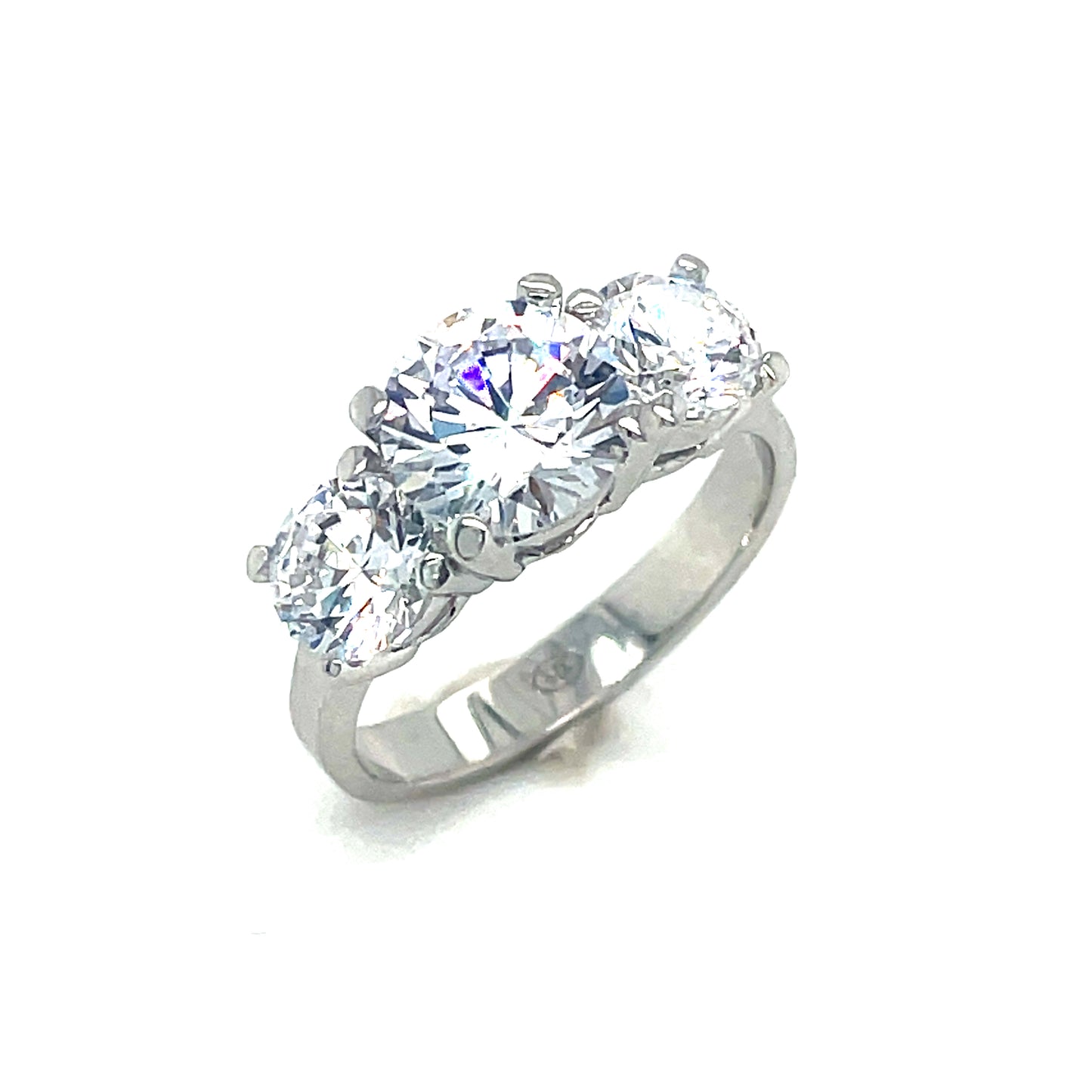 Sterling Silver Three Stone Cubic Zirconia Dress Ring