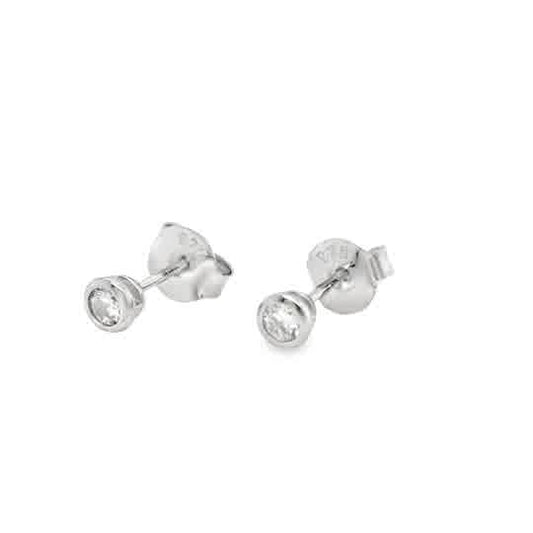 Sterling Silver 3mm Rubover Cubic Zirconia Stud Earrings