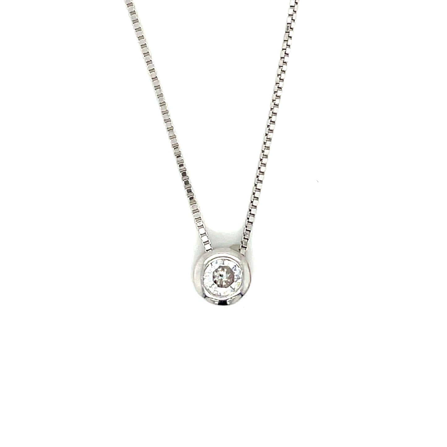 Sterling Silver 4mm Rubover Cubic Zirconia Slider Necklet