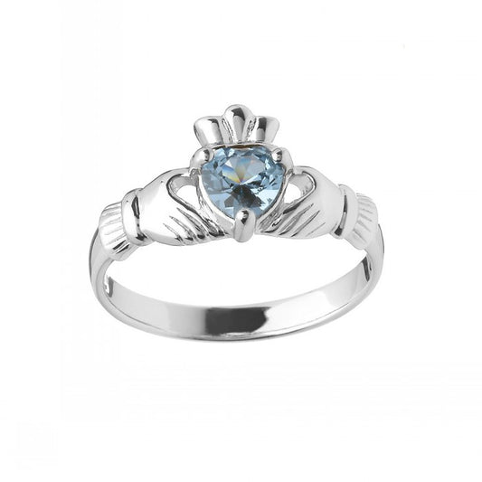 Sterling Silver March Claddagh Ring
