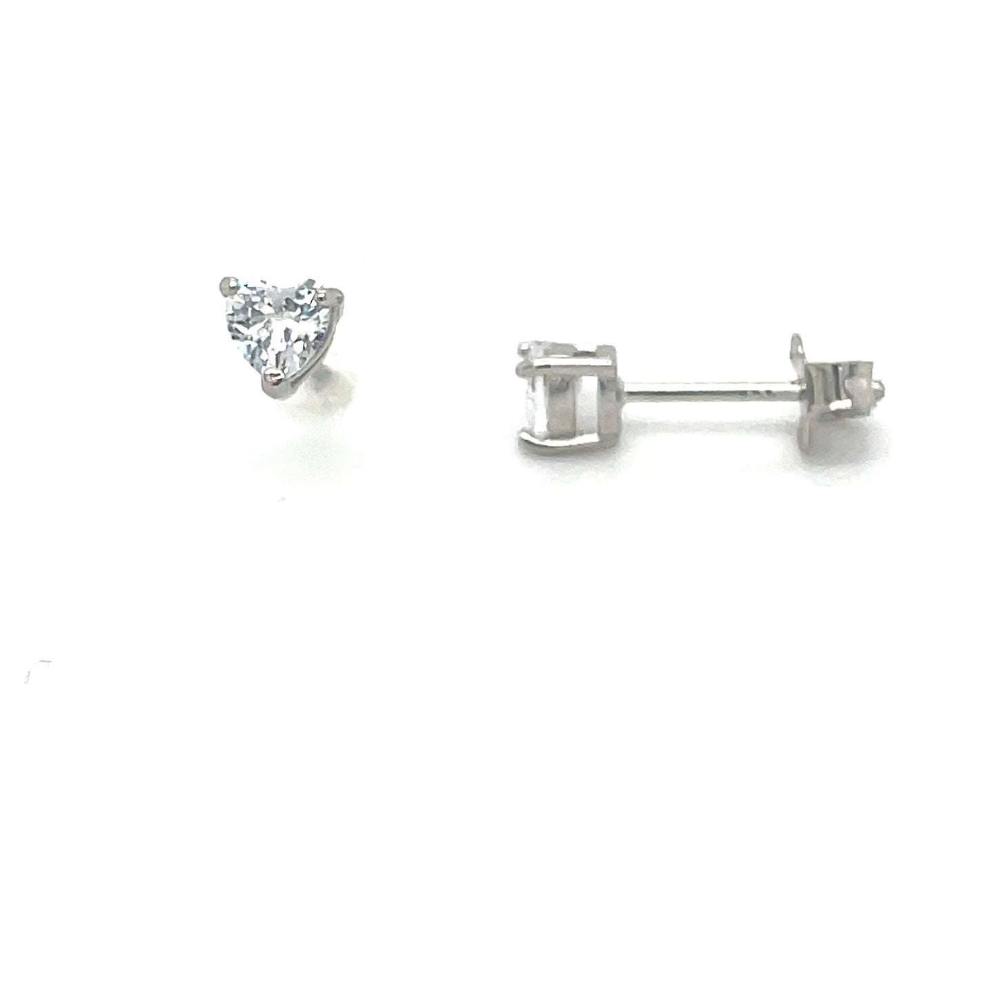 Sterling Silver CZ Heart Earrings