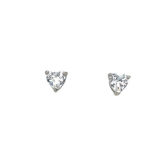Sterling Silver CZ Heart Earrings