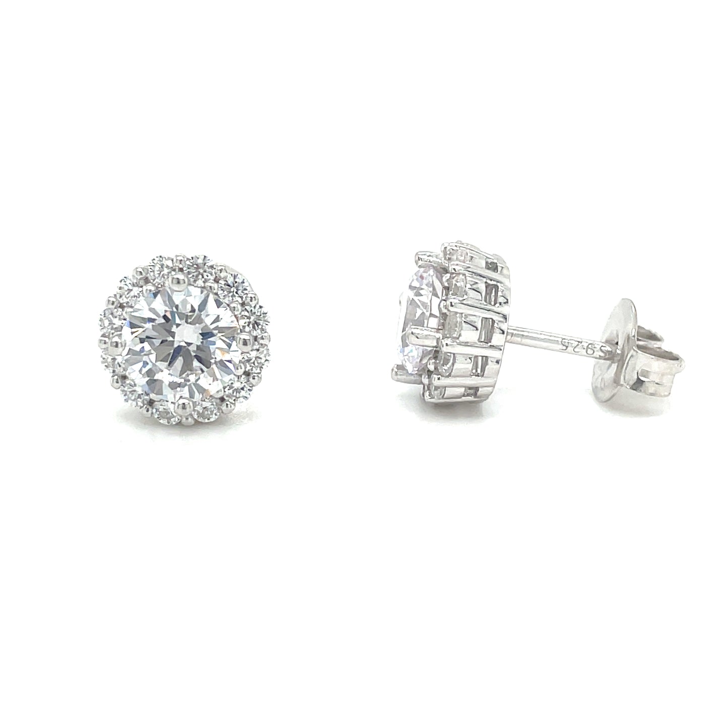 Sterling Silver CZ Flower Cluster Earrings