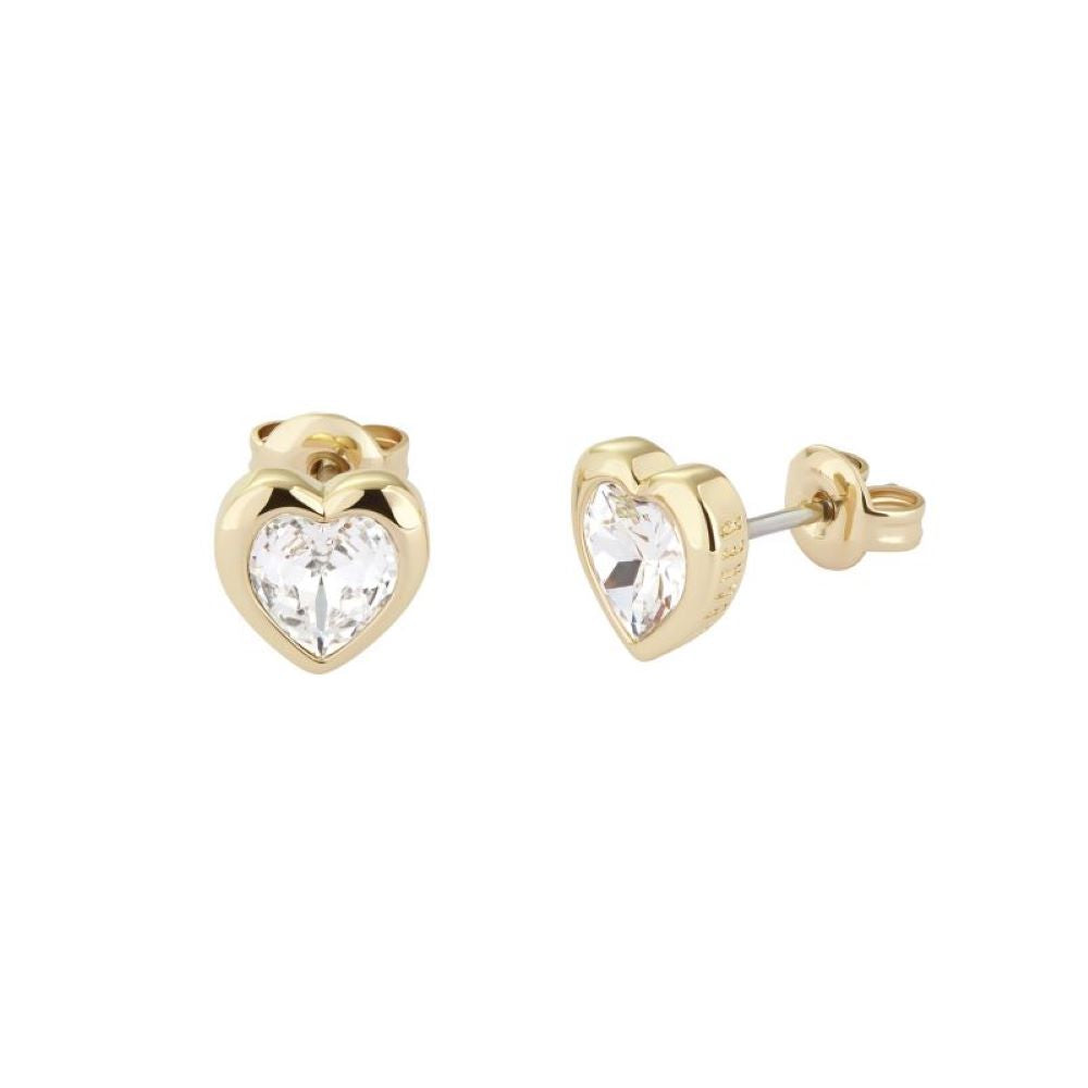 Ted Baker Crystal Heart Stud Earrings In Gold