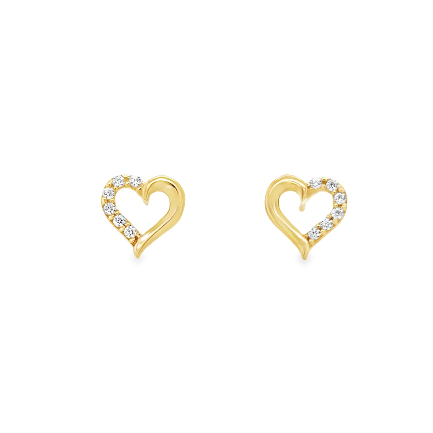 9ct Yellow Gold CZ/Polished Open Heart Earrings