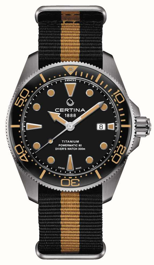 Gents Certina DS Action Diver Powermatic Orange and Black Watch