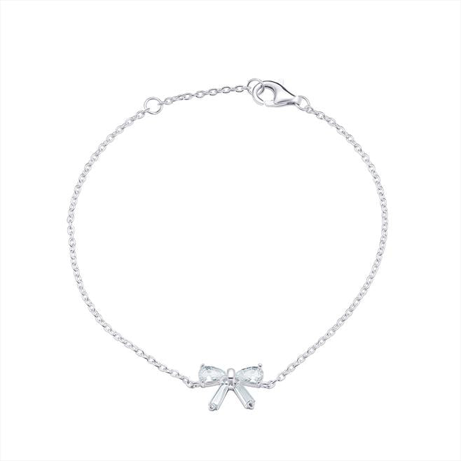 Sterling Silver Cubic Zirconia Bow Bracelet