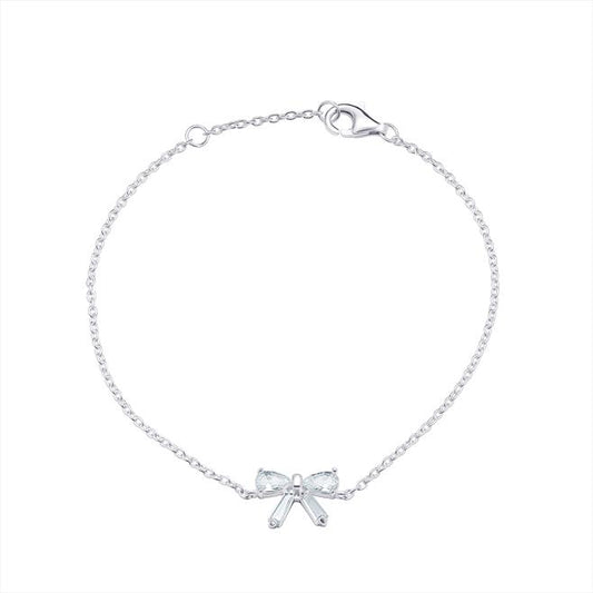 Sterling Silver Cubic Zirconia Bow Bracelet