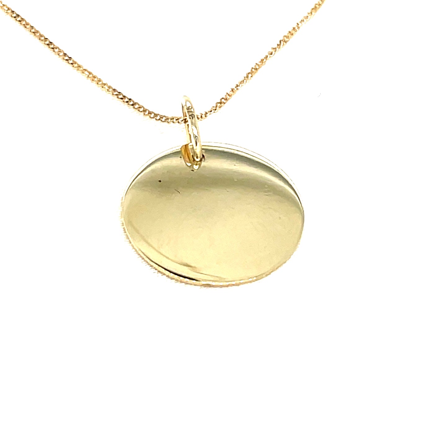 9CT 15MM Round Disc Footprints Pendant with Beaded Edge (Engravable)