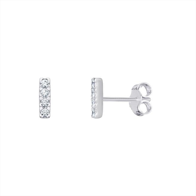 Sterling Silver 4 Row Cubic Zirconia Stud Earring