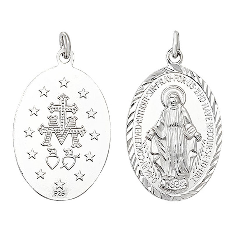 Sterling Silver Miraculous Medal Pendant