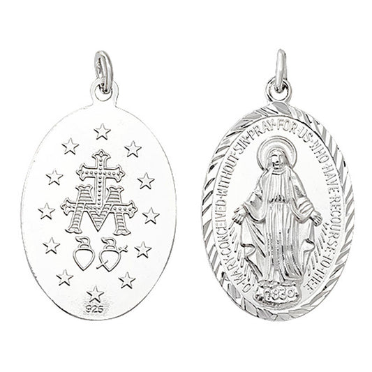 Sterling Silver Miraculous Medal Pendant
