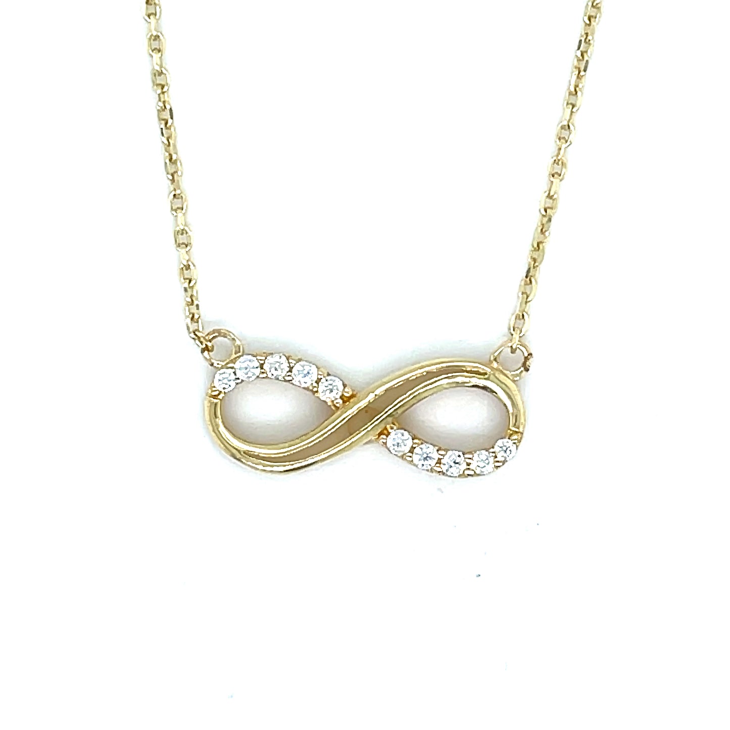 9ct CZ and Polished Infinity Necklet