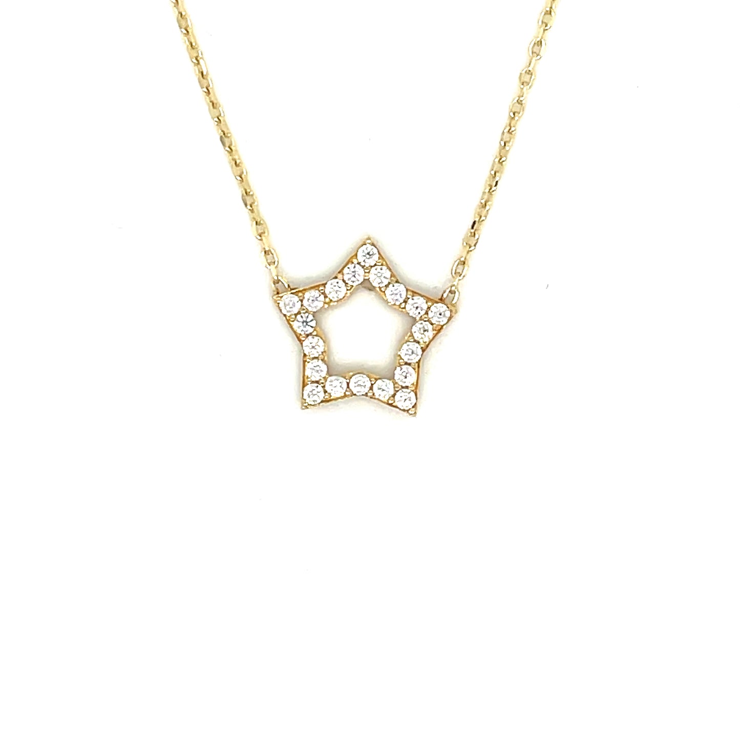 9ct Yellow Gold CZ Set Star Necklet