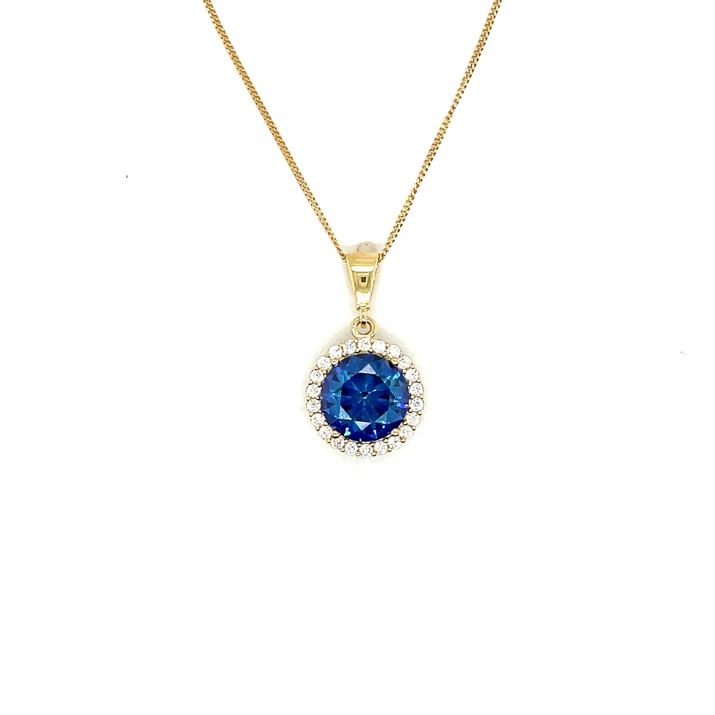 9ct London Blue Topaz Colour With Cubic Zirconia Halo Pendant