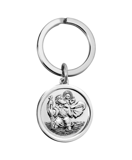 Sterling Silver St. Christopher Medal Key Ring