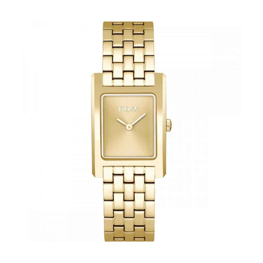 Ladies Rolled Gold Hugo Boss Lucy Square Gold Face Watch