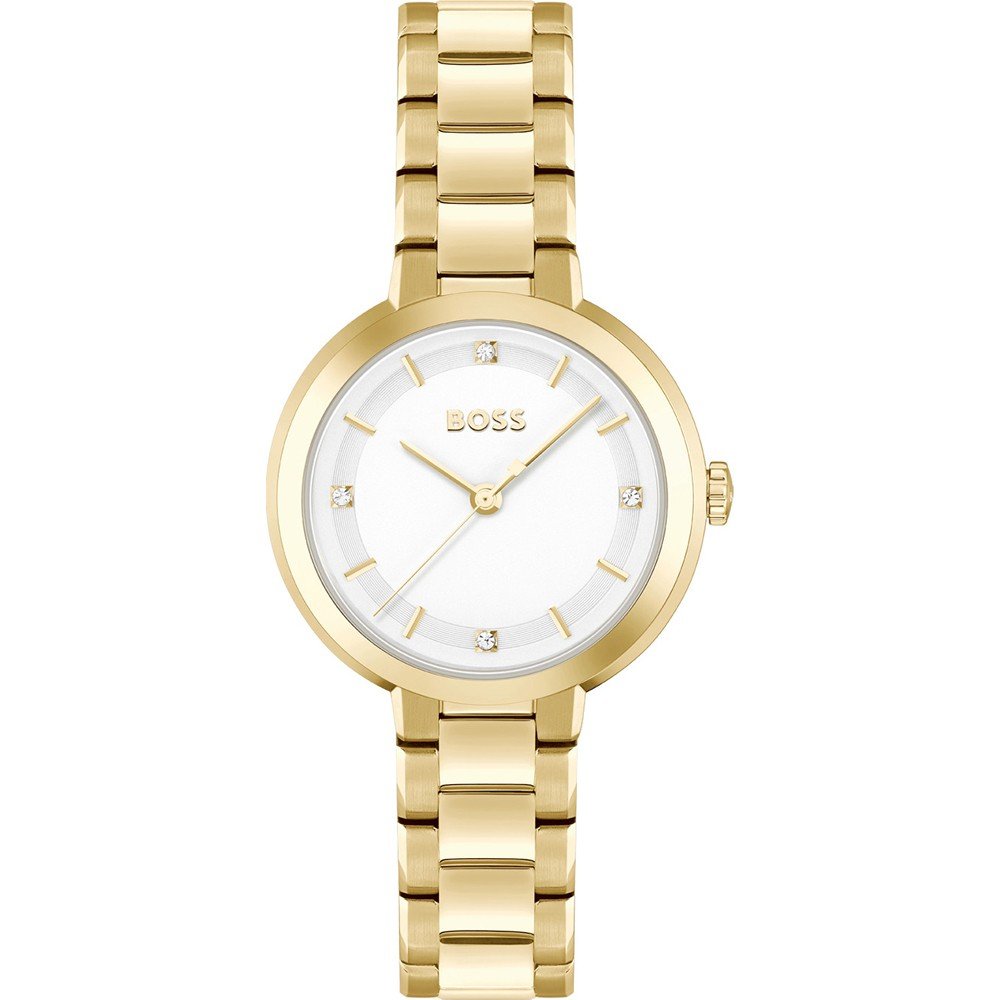 Ladies Rolled Gold Hugo Boss Sena Round White Face Watch