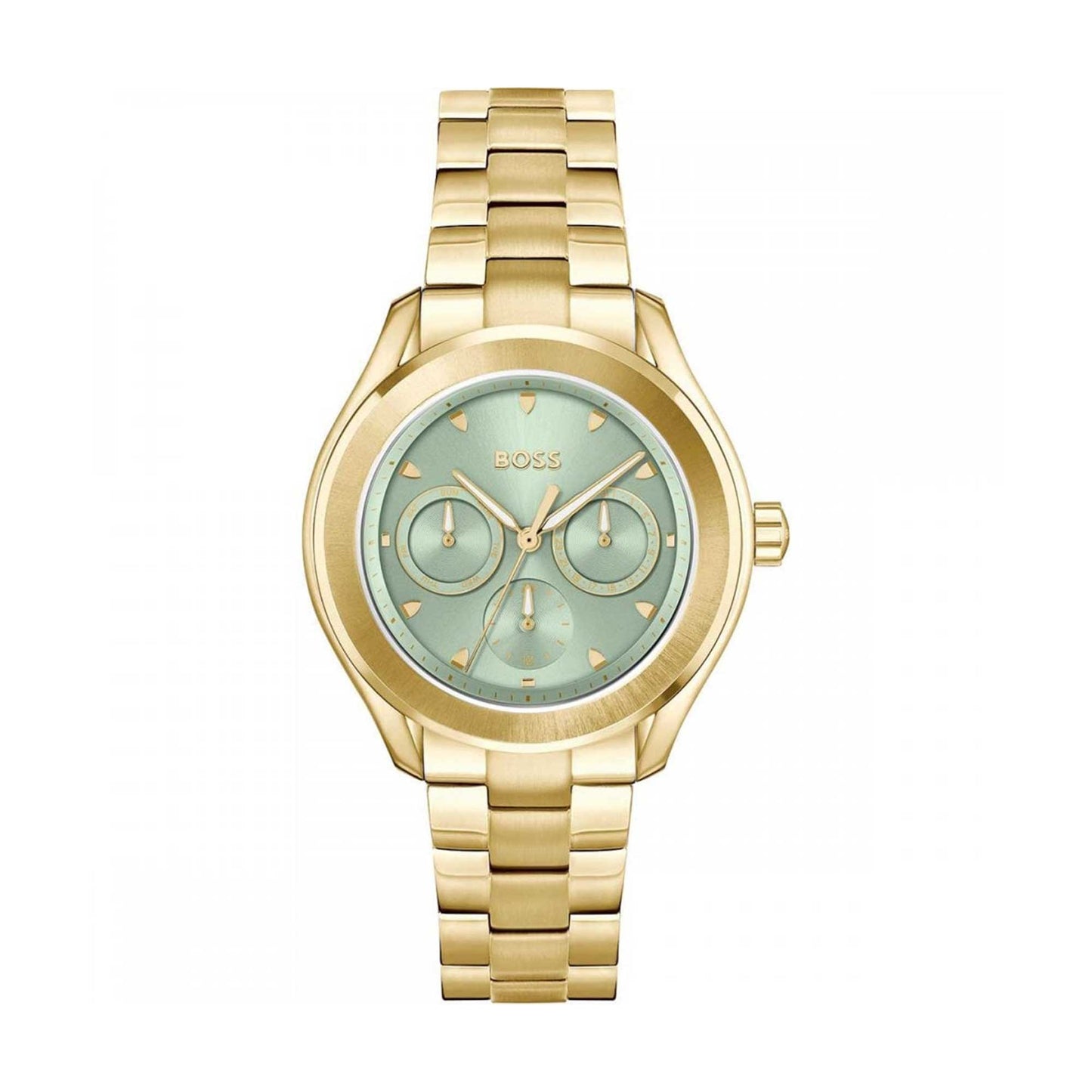 Ladies Two Tone Hugo Boss Lida Round Green Chronograph Watch