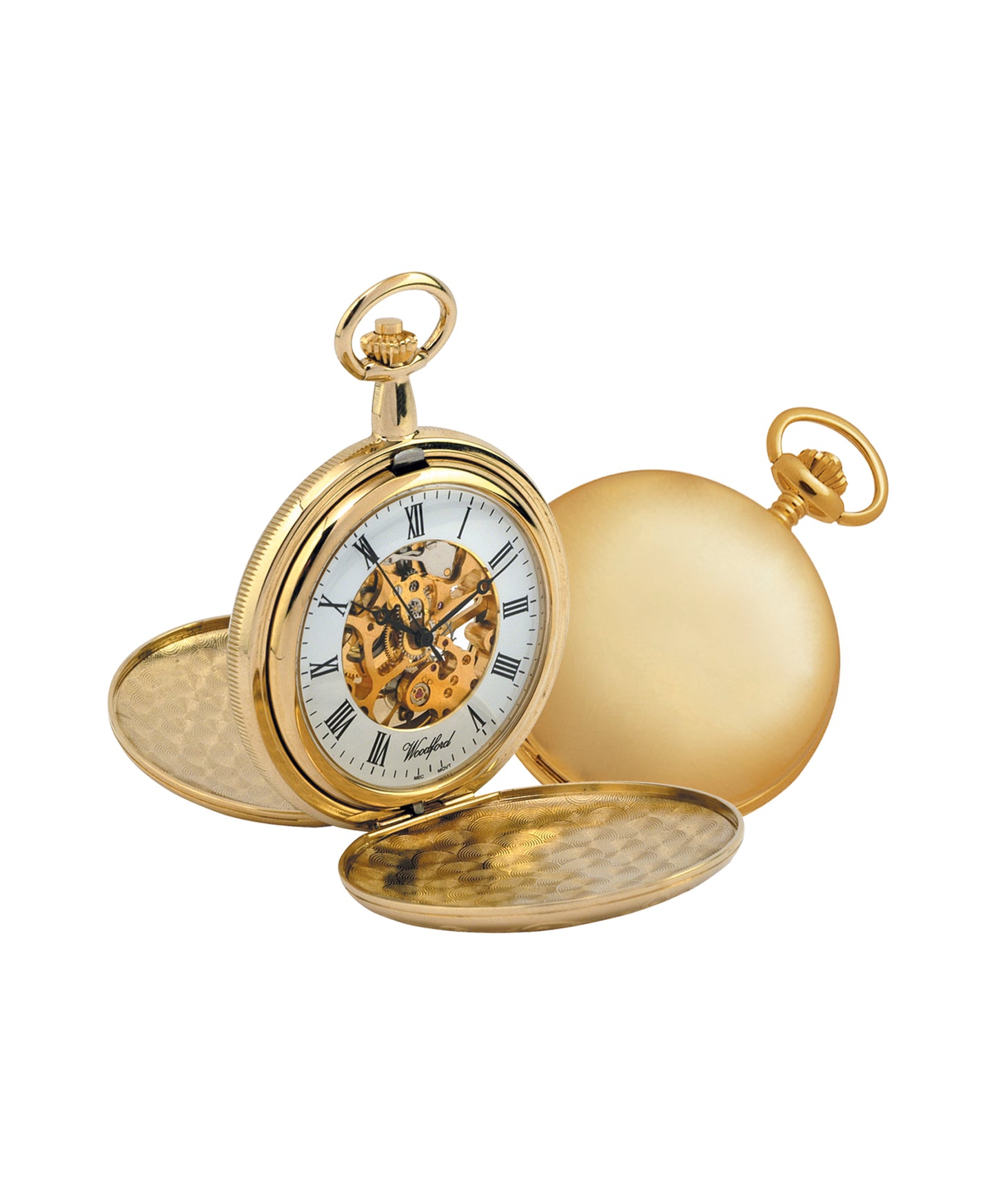 Gents Rolled Gold Pocket Watch With Skeleton Dial and Roman Numerals
