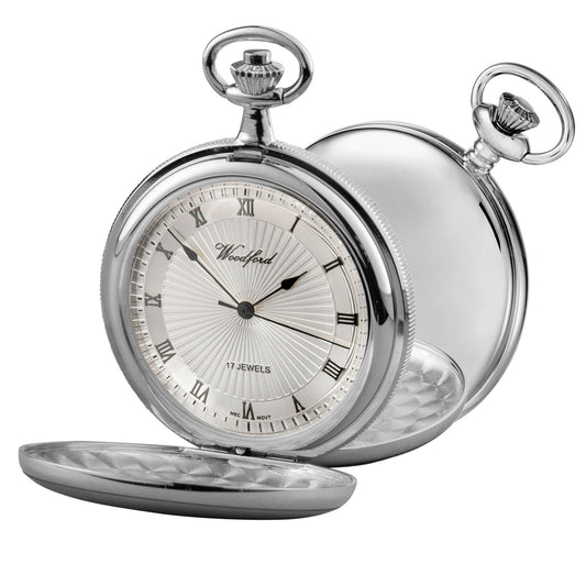 Gents Stainless Steel Pocket Watch Plain Case With Roman Numerals