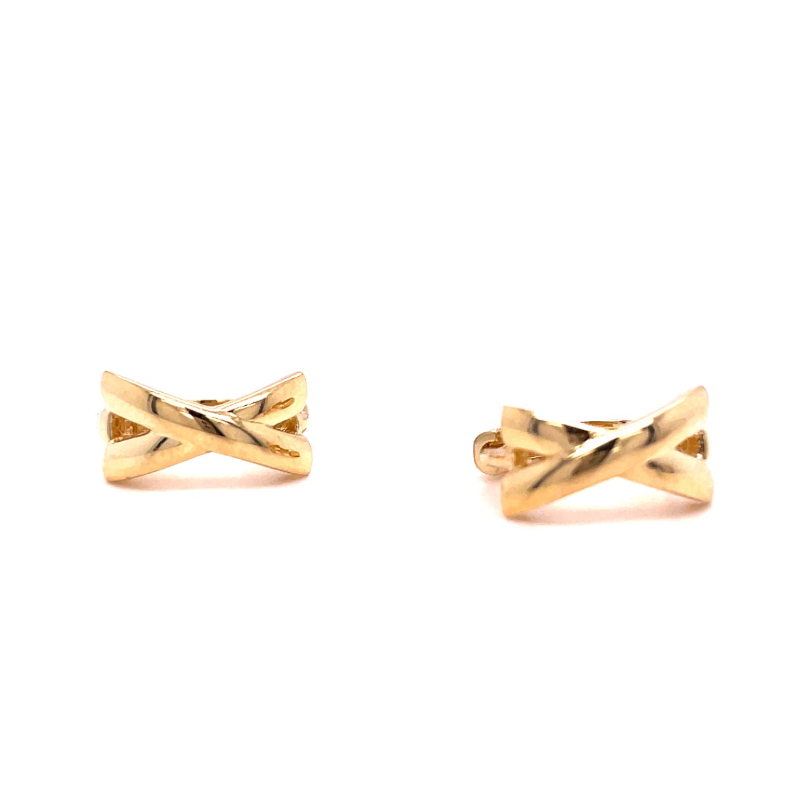 9ct Yellow Gold Crossover Hoop Earrings