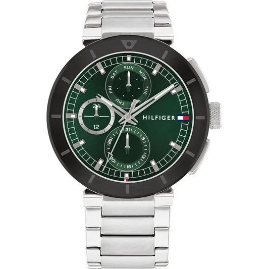 Gents Stainless Steel Tommy Hilfiger Lorenzo Chronograph Green Dial and Balck Bezel