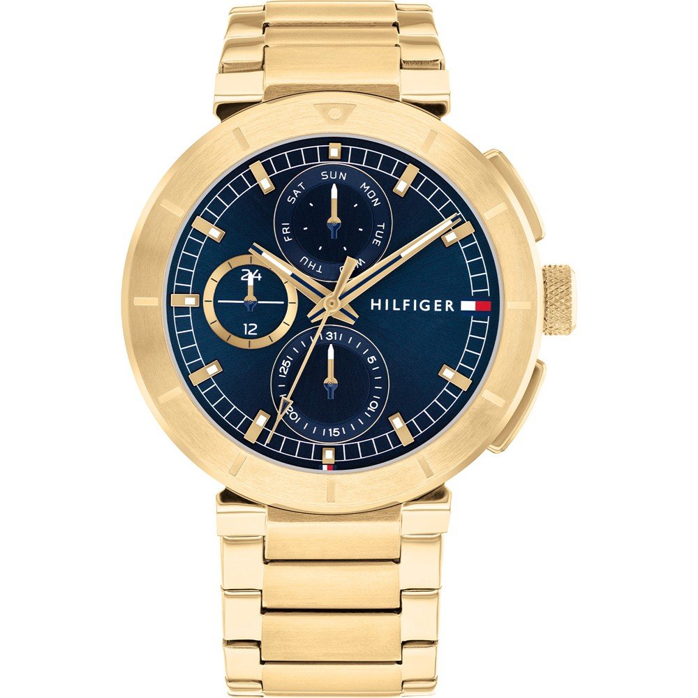 Gents Rolled Gold Tommy Hilfiger Lorenzo Chronograph Watch With Navy Dial