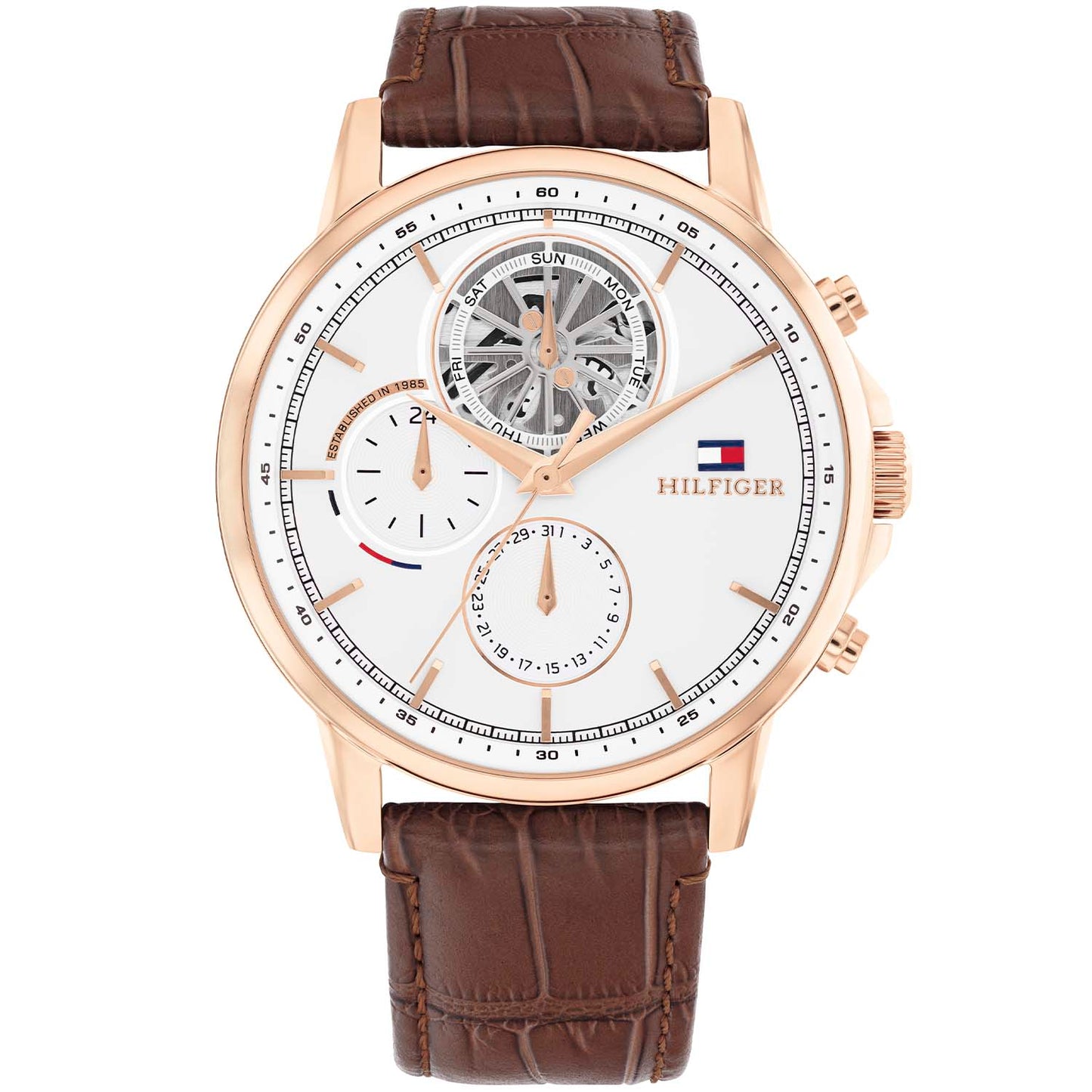 Gents Rolled Gold Tommy Hilfiger Stewart Chronograph White Dial Watch