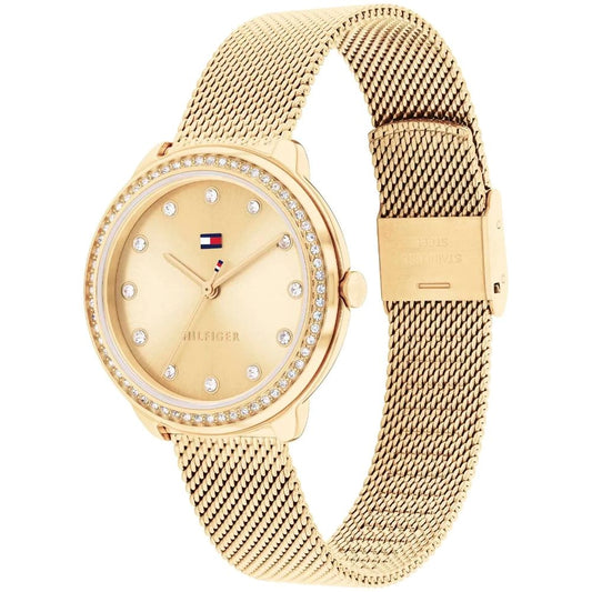 Ladies Rolled Gold Tommy Hilfiger Demi Stone Set Meche Strap Watch