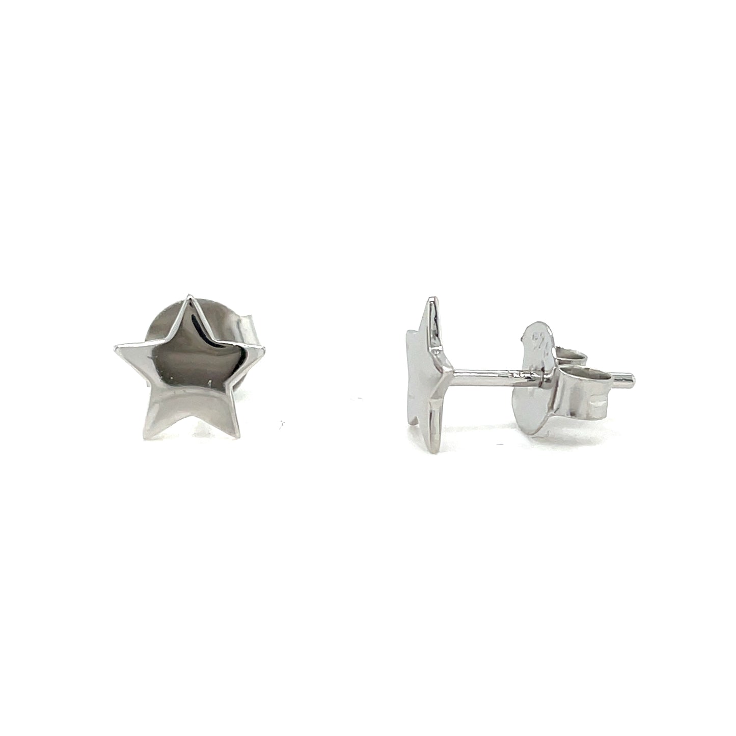 Sterling Silver Plain Star Stud Earrings