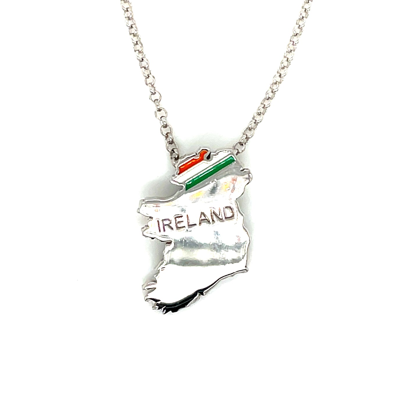 Sterling Silver Ireland Necklet with Enamel Flag