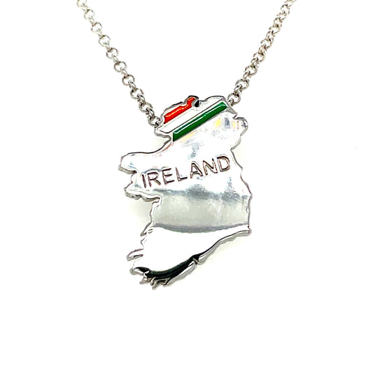 Sterling Silver Ireland Necklet with Enamel Flag