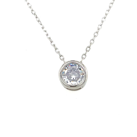 Sterling Silver 6mm Rubover CZ Slider Necklet