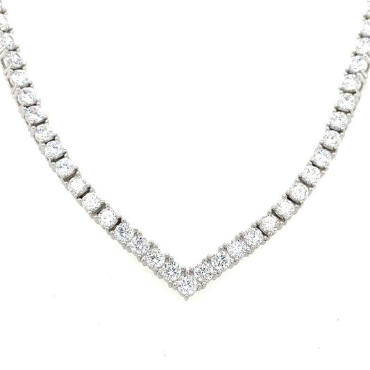 Sterling Silver 3mm V-Shaped Tennis Necklet