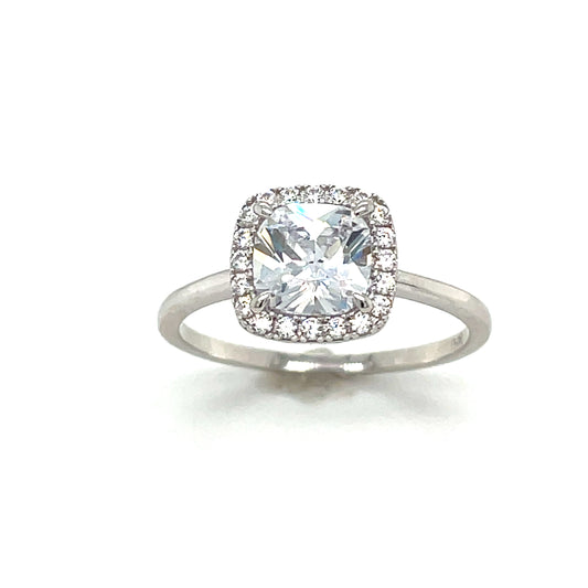 Sil Ring Cush CZ Halo