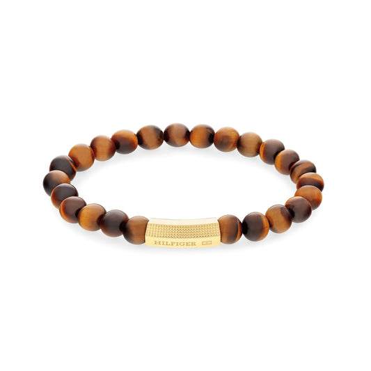 Tommy Hilfiger Tigers Eye and Gold Plated Clasp Bracelet