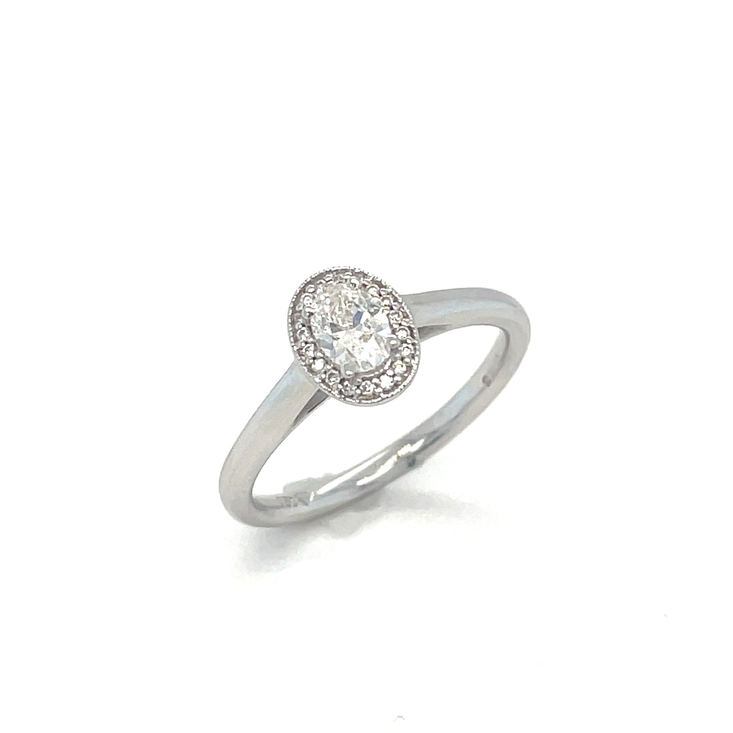 18ct White Gold Solitaire Halo Setting .31ct Diamond Ring